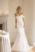 Satin Wedding Dresses With Detachable Train Sweetheart Soft Satin Mermaid Wedding Gown Women Long Bridal Dress