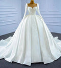 Ball Gown Matte Satin Wedding Dresses Sweetheart Long Sleeve Vestido De Novia Lace Beaded Elegant Robe De Mariee Custom Color