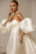 Elegant Simple Wedding Dresses Satin Sheath Mermaid Sexy Bridal Gowns Strapless Backless Sleeveless Robes Vestidos De Novia