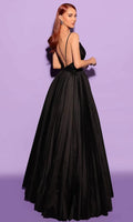 Elegant Black A-Line Satin Prom Dress Spaghetti Strap Sleeveless Floor Length Sheath Evening Dress vestido de gala