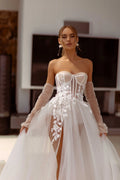 Modern Sweetheart Lace Applique A Line Wedding Dresses Side Slit Custom Made Formal Bridal Grown Rode De Morrie