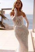 Romantic Sweetheart Neck Wedding Dress Sexy Sleeveless Backless Bridal Gown Elegant Lace Long Bride Robe Vestidos De Novia