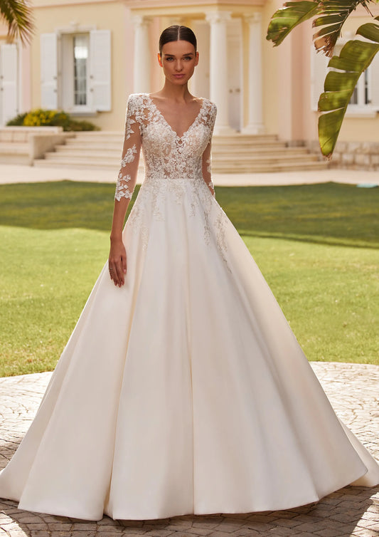 Exquisite BOHO Wedding Dresses For Women A Line Illusion Sexy V Neck Backless Formal Satin Party Bridal Gowns Vestido Novia