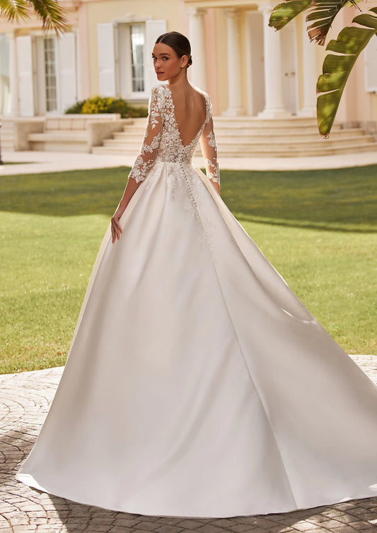 Exquisite BOHO Wedding Dresses For Women A Line Illusion Sexy V Neck Backless Formal Satin Party Bridal Gowns Vestido Novia