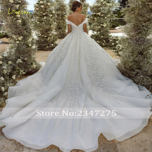 Ball Gown Princess Wedding Dresses Sweetheart Off The Shoulder Vestido De Novia Lace Sequined Shiny Robe De Mariee