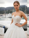 Ball-Gown Wedding Dress Strapless Sweetheart Lace-Up Bridal Gown White Tulle Appliques Vestido Novia Women Gown