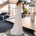 3/4 Sleeve O-Neck Wedding Dress A-Line Lace Appliques Satin Civil Bridal Gown For Women Robe De Mariee Simle Civil