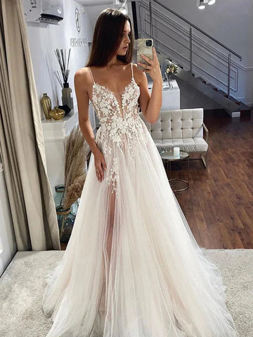 3D Lace Wedding Dresses A Line Satin Bridal Gowns Square Neck Wedding Party Gowns Custom Color