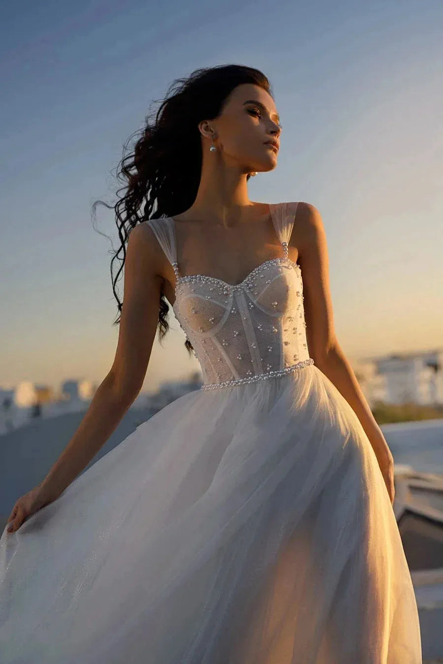 A-Line Tulle Wedding Dresses For Women Elegant Bridal Gowns Sleeveless Side Slit Sexy Robes For Formal Party Vestidos De Novia