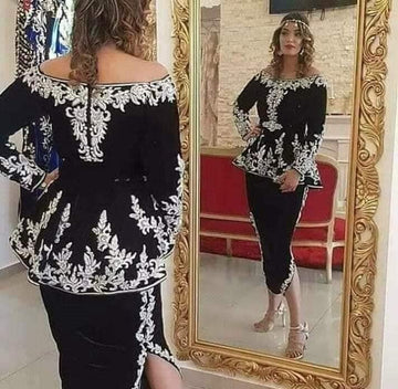 Vestido tradicional argelino de 3 piezas, vestidos de noche con abertura lateral de sirena, vestidos para fiesta de graduación, traje de caftán de encaje hecho a medida