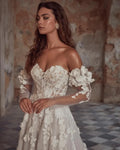 Luxury Elegant Wedding Dresses A Line Woman's Pastrol 3D Flower Lace Applique Princess Bride Gowns Formal Vestidos De Novia