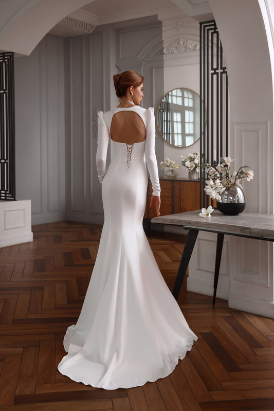 Modern Simple Wedding Gowns Long Sleeves Sweetheart Backless Sexy Bride Dress Corset Elegant Wedding Dress