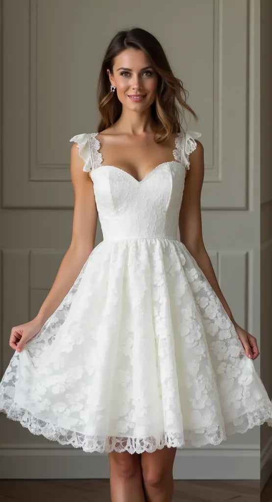 Mini Wedding Dress with Feminine Touches for a Soft, Romantic Feel