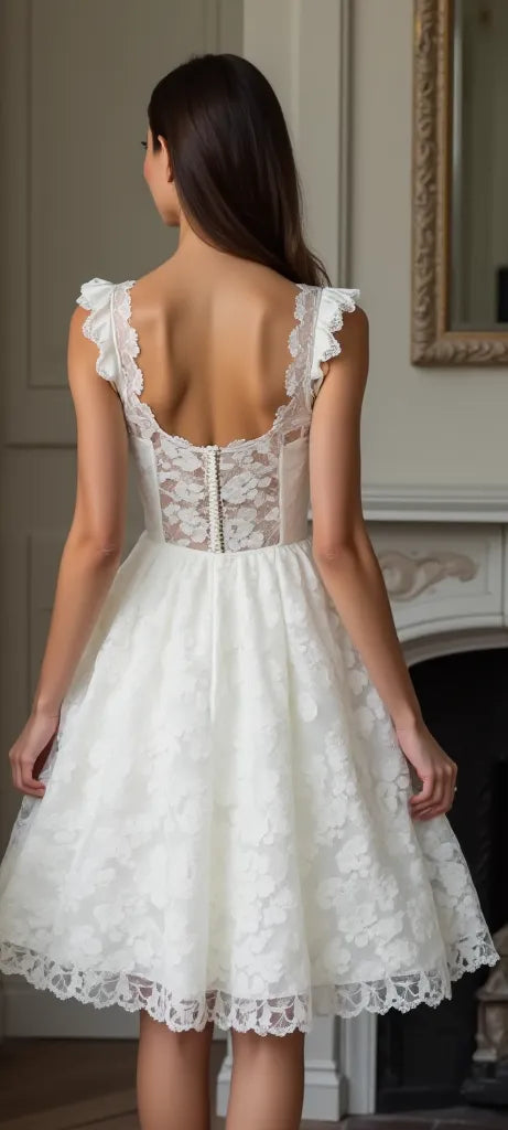 Mini Wedding Dress with Feminine Touches for a Soft, Romantic Feel