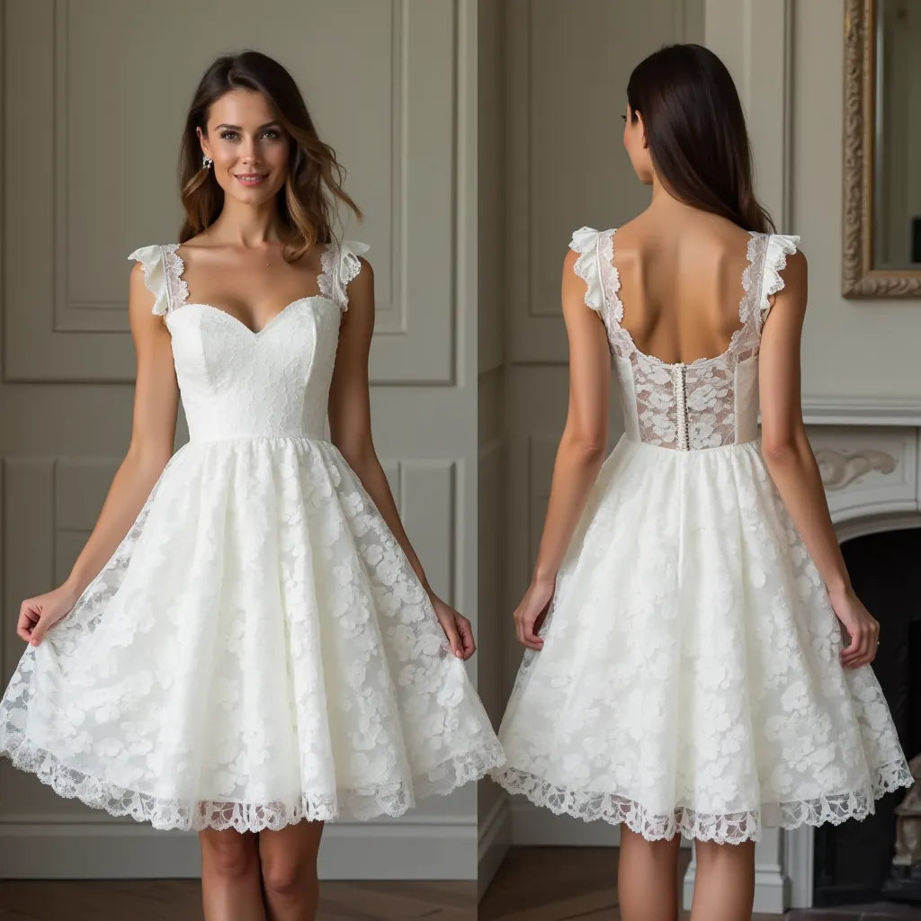 Mini Wedding Dress with Feminine Touches for a Soft, Romantic Feel