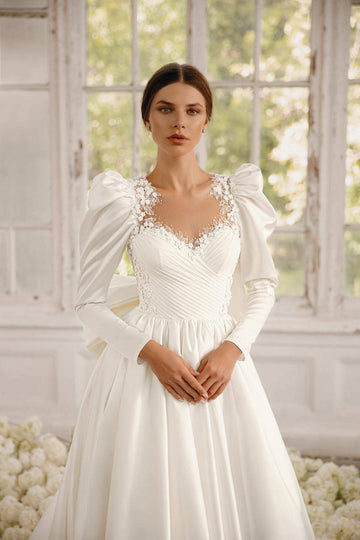 Lussuosi abiti da sposa delicati per donna una linea Sweetheart Formale manica lunga abiti da sposa Vestidos de Fiesta