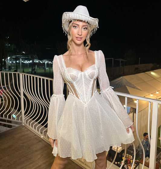 Short Mini Wedding Dress For Women Sexy Chiffon Long Sleeves Cocktail Dress Vestido De Novia Beach Sweetheart Robe Do