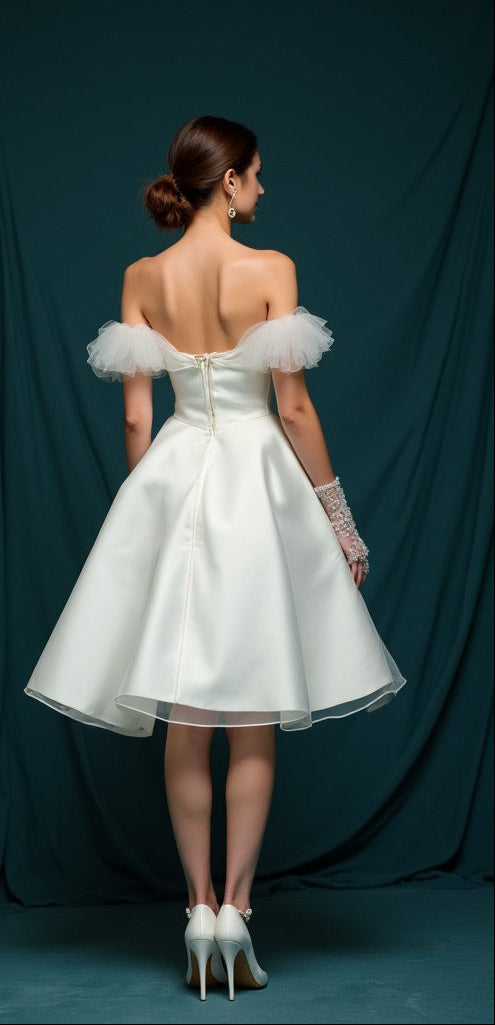 Custom Bridal Wedding Dress Long Sleeves Soft Tulle Handmade Gown