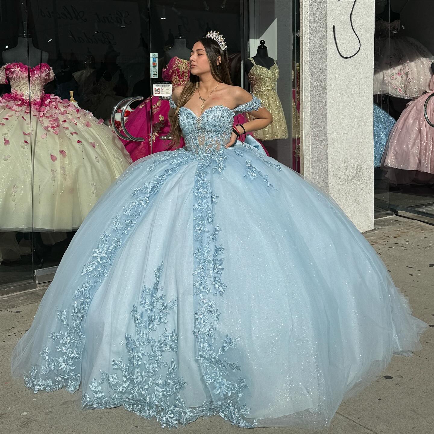 Luxury Blue Quinceanera Dresses With Bow Beading Lace Appliques Vestidos De 15 Anos Formal Birthday Party Princess