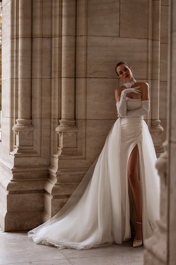 Vestido De Novia De sirena 2 en 1, Vestido De Novia moderno sin mangas con lazo De satén, Vestido De Novia De princesa 