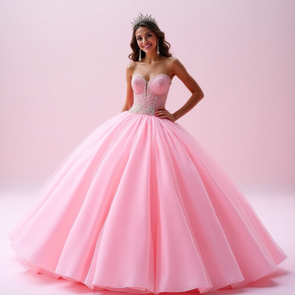 Fairy Pink Prom Dress Tulle Off The Shoulder 3D Flowers A