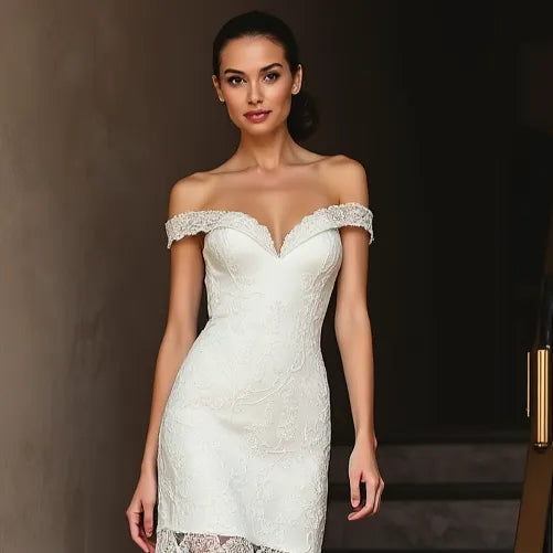 Mini Short Wedding Dress with a Flattering Fit for Trendy Brides