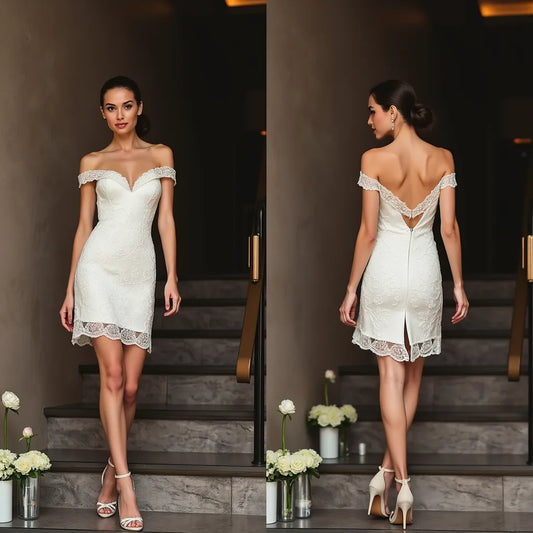 Mini Short Wedding Dress with a Flattering Fit for Trendy Brides