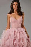 Princess Organza Prom Dress Sexy Spaghetti Straps Evening Dress Elegant Ball فستان سهرة Arabic Women Formal Prom Dress