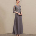 Customized Elegant Chiffon Dress Half Sleeves A Line Lace Wedding Party Gowns Formal Ankle Length Mother Dresses For Bride as picture