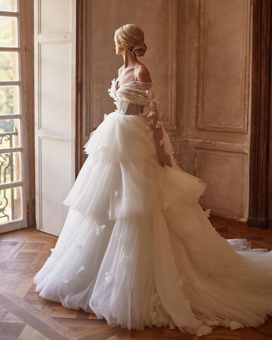 Vestidos De novia De lujo, vestido De novia con cuello cuadrado, Apliques De encaje, vestido De novia sin mangas, batas De boda