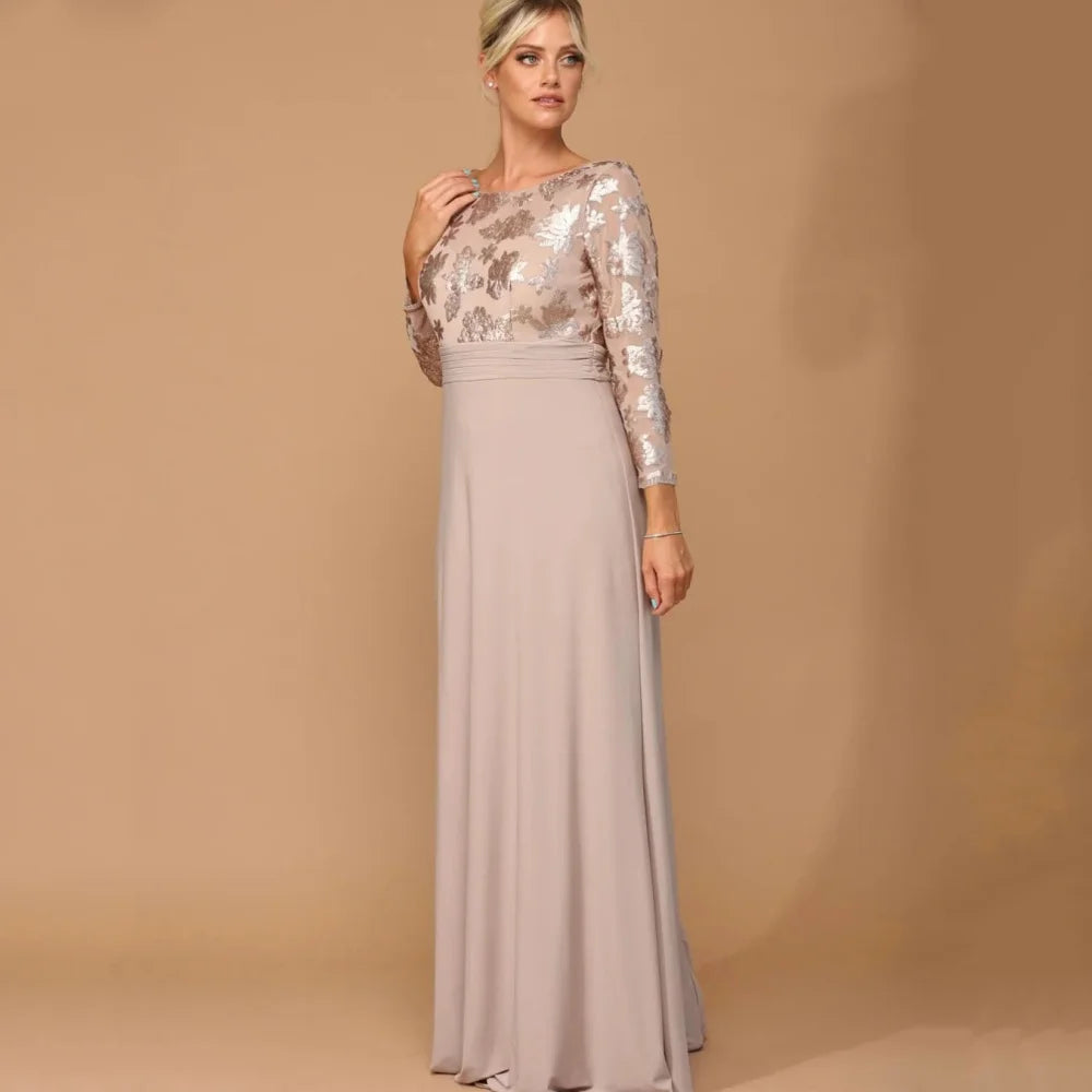 Formal Customized Mother of Dresses Elegant A Line Bride Party Dress Lace Floor Length Evening Gowns robes invitée mariage picture color 2