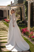 Exquisite Wedding Dresses sequined Lace Long Sleeves Bridal Gowns Custom Made Sexy Split Button Back Sweep Train Robes