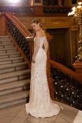 Elegant Mermaid Wedding Dress with Long Sleeves, Sweetheart Neckline, and Sequined Embellishments