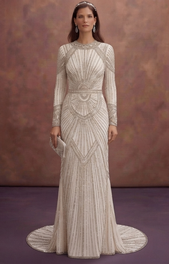 Art Deco Beaded Wedding Dresses with Glamorous Details