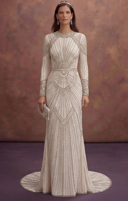 Art Deco Beaded Wedding Dresses with Glamorous Details