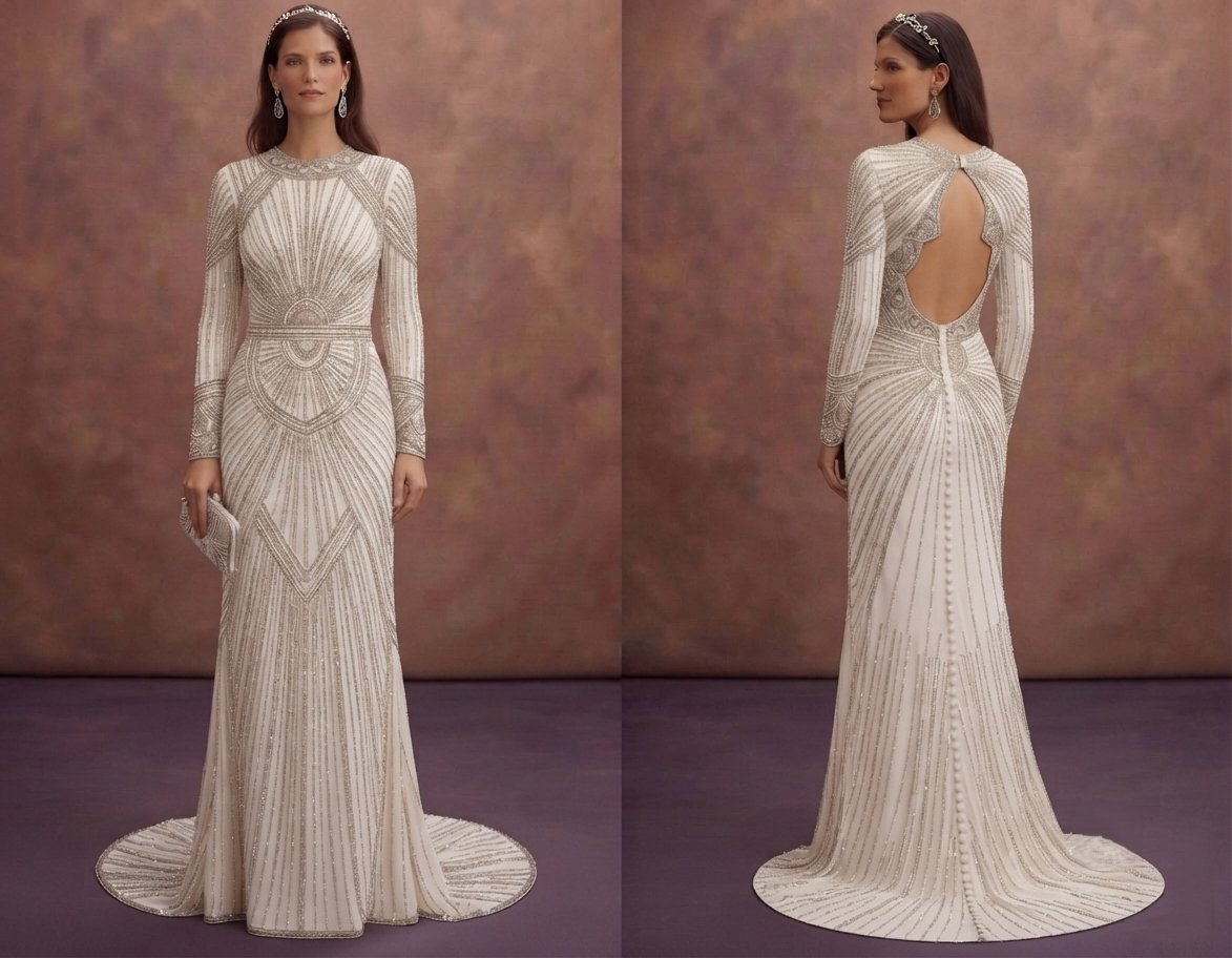 Art Deco Beaded Wedding Dresses with Glamorous Details