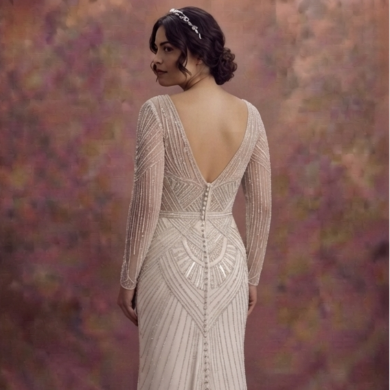 Art Deco Wedding Dresses with Glamorous Beading