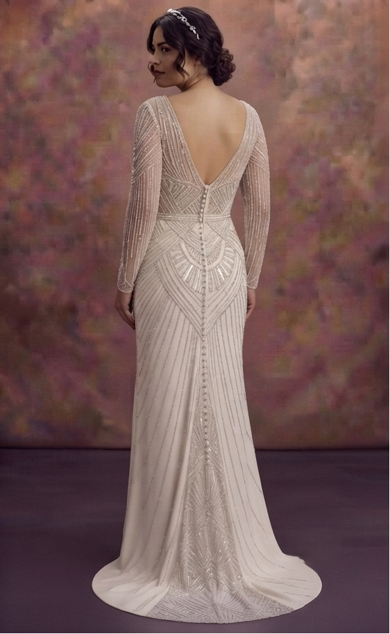 Art Deco Wedding Dresses with Glamorous Beading