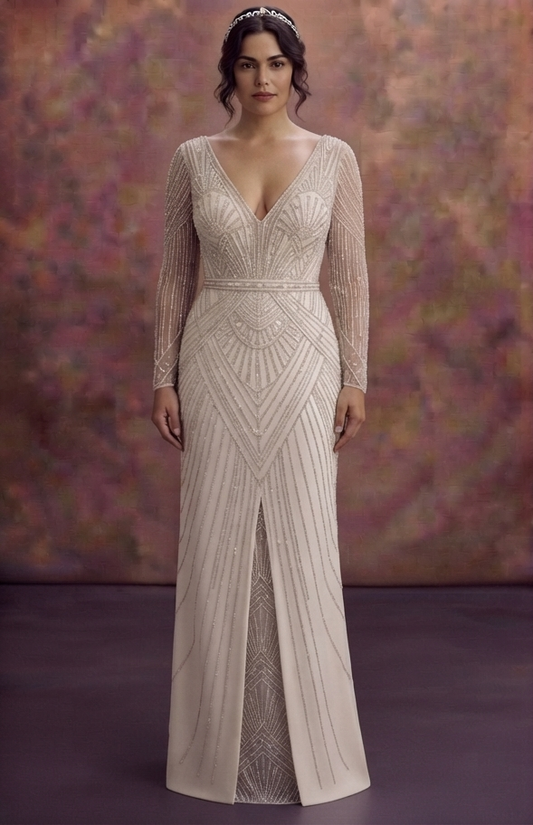 Art Deco Wedding Dresses with Glamorous Beading