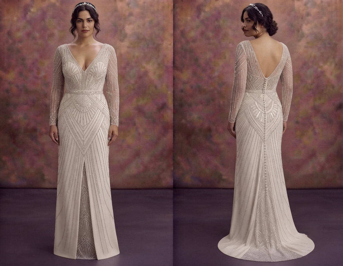 Art Deco Wedding Dresses with Glamorous Beading