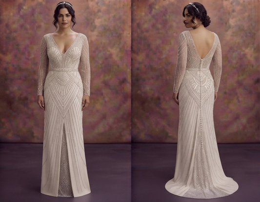 Art Deco Wedding Dresses with Glamorous Beading