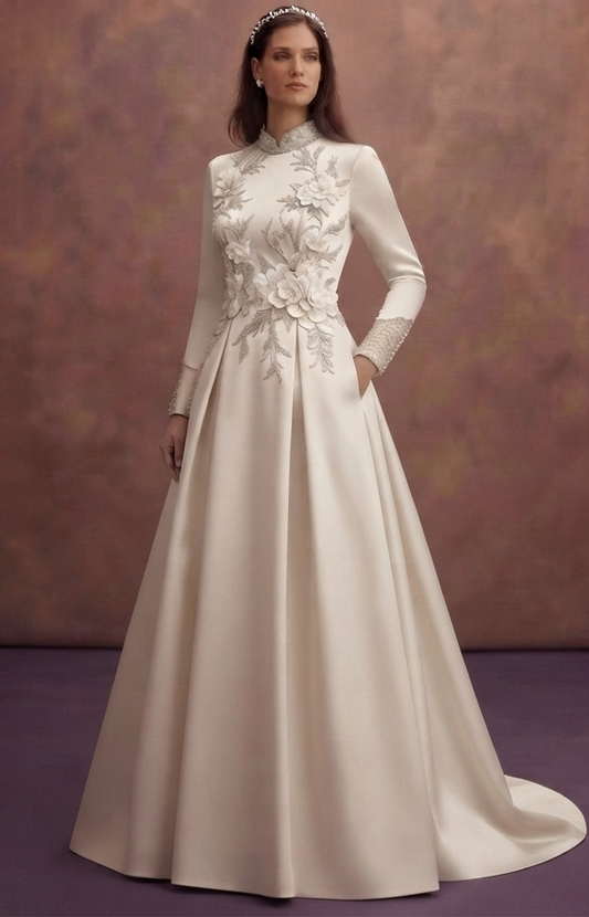 Autumn Satin Wedding Dresses with Rich Textures