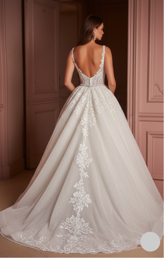 Ball Gown Sleeve Wedding Dress Classic Long Tulle Bridal Look