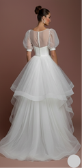Ball Gown Sleeve Wedding Dress Classic Short Tulle Bridal Look