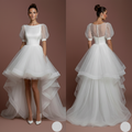 Ball Gown Sleeve Wedding Dress Classic Short Tulle Bridal Look