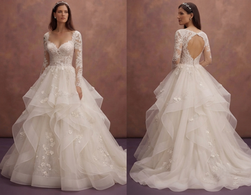 Ball Gown Wedding Dresses with Layered Organza Skirts