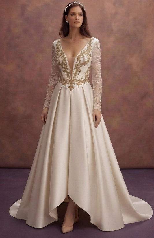 Basque Waist Wedding Dresses with Regal Charm