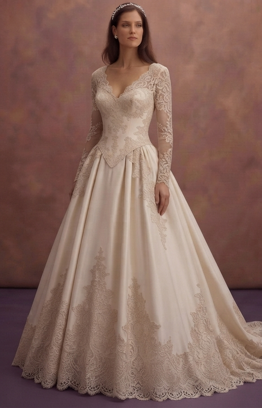 Basque Waist Wedding Dresses with Vintage Elegance