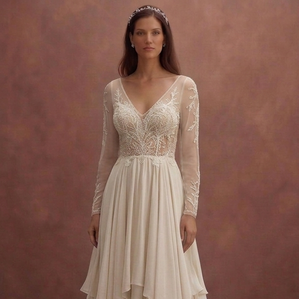 Beach Bridal Dresses with Lightweight Silk Chiffon