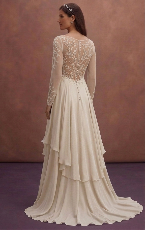 Beach Bridal Dresses with Lightweight Silk Chiffon